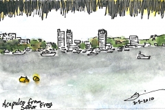 Acapulco Bay, Mexico, Watercolor & Ink, 2010