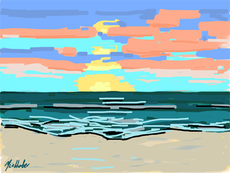 The Beach at Del Mar, California as seen from my iPad