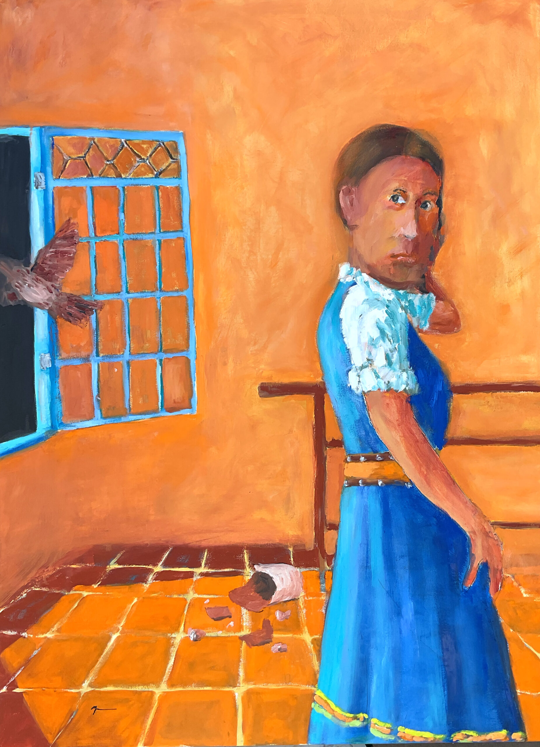 Woman in a sunlit room